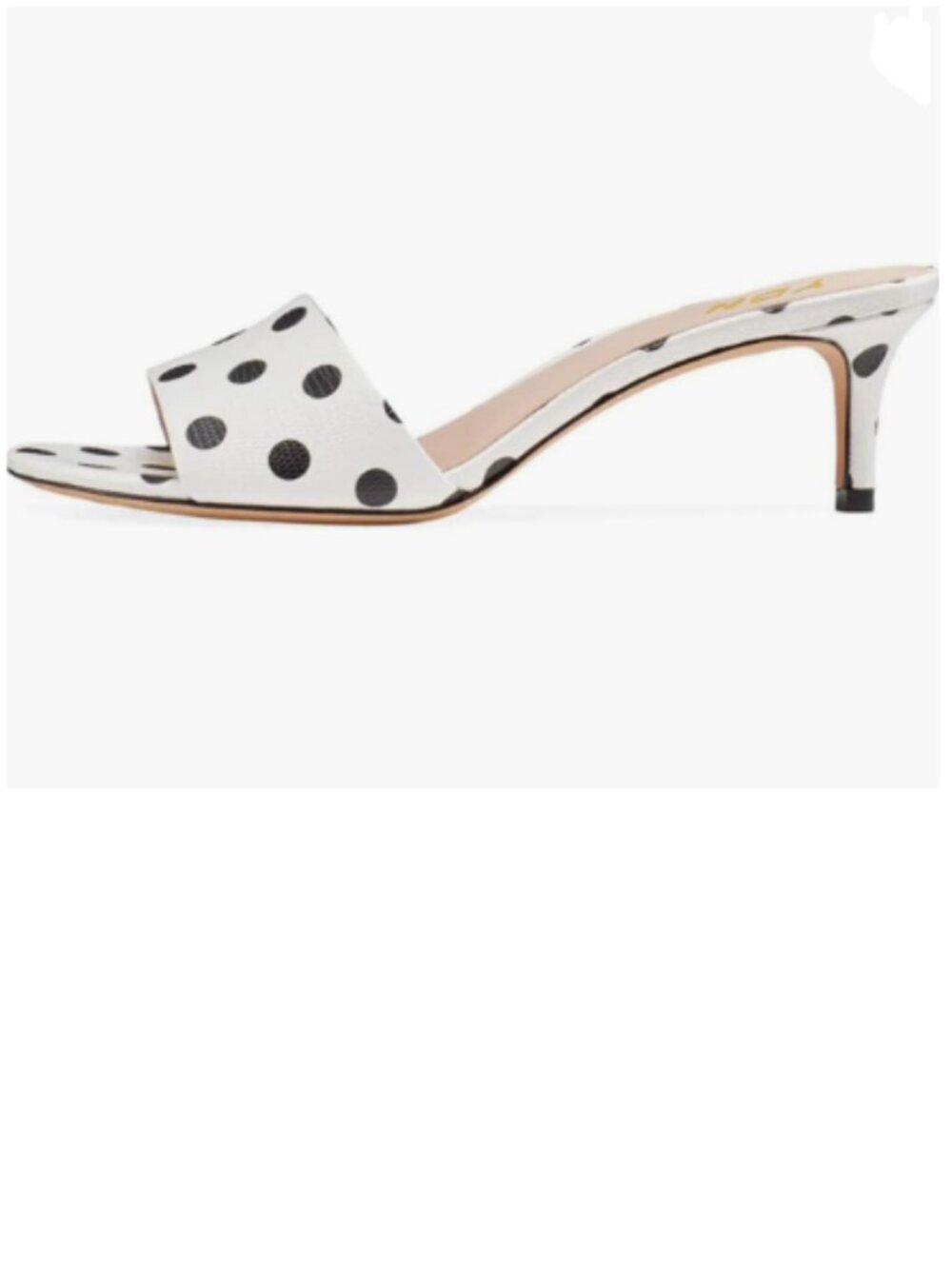YDN Polka Dots White Comfy Kitten Low Heel Mules Slip on Clog Open Toe Sandals